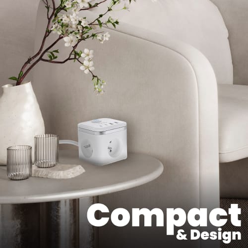 Multiprise secteur avec 3 prises + 4 ports USB (2 USB-A + 2 USB-C) – Bouton ON/OFF3