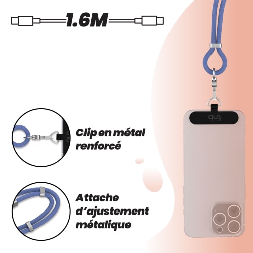 Câble tour de cou USB-C vers USB-C 60W – 2-en-1 Bleu4