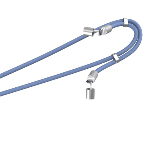 Câble tour de cou USB-C vers USB-C 60W – 2-en-1 Bleu2
