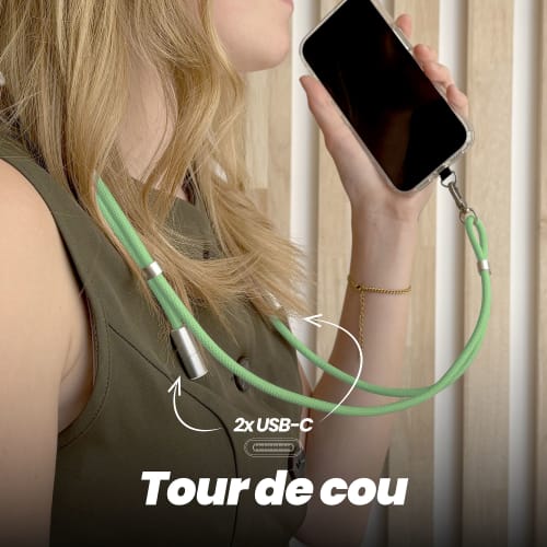 Câble tour de cou USB-C vers USB-C 60W – 2-en-1 Vert3