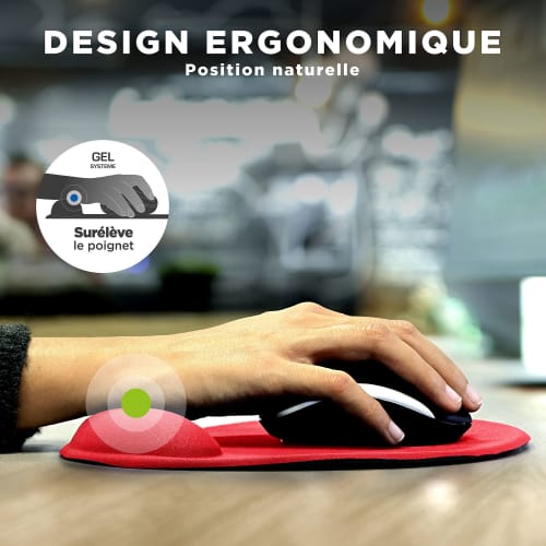 Tapis de souris ergonomique avec repose-poignet rouge4
