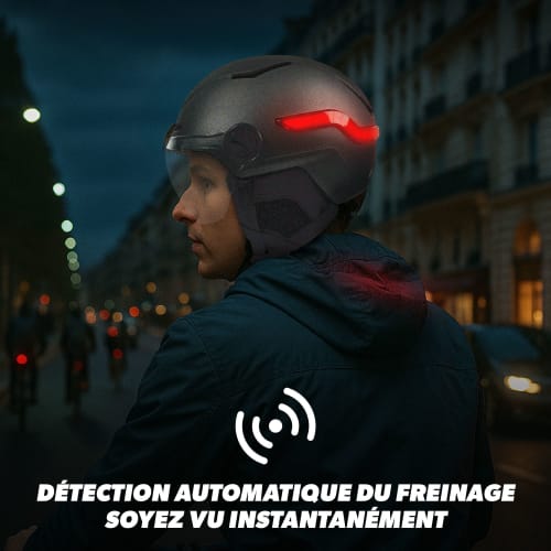 LED helmet with automatic brake light - GREY SIZE L 3