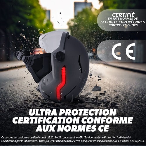 LED helmet with automatic brake light - GREY SIZE L 6