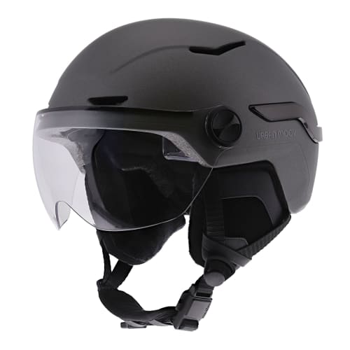 Casque LED avec feu de freinage automatique - visière et cache-oreilles amovibles - GRIS TAILLE M1