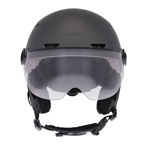 Casque LED avec feu de freinage automatique - visière et cache-oreilles amovibles - GRIS TAILLE M2