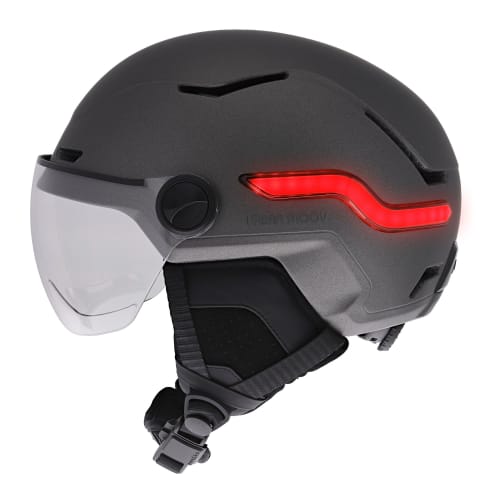 Casque LED avec feu de freinage automatique - visière et cache-oreilles amovibles - GRIS TAILLE M4