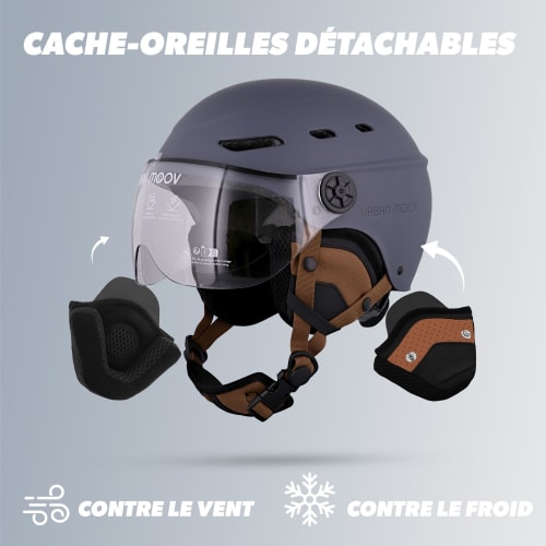 Casque de protection avec visière et cache-oreilles détachables - BLEU MARINE TAILLE L4