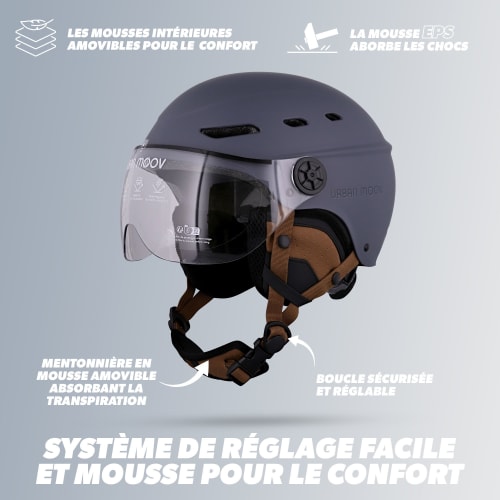 Casque de protection avec visière et cache-oreilles détachables - BLEU MARINE TAILLE L6