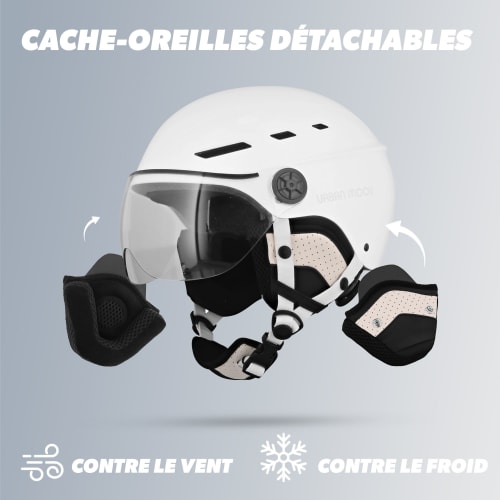 Casque de protection avec visière et cache-oreilles détachables - BLANC TAILLE M4