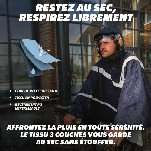 Poncho de pluie imperméable réfléchissant - taille M - BLEU5