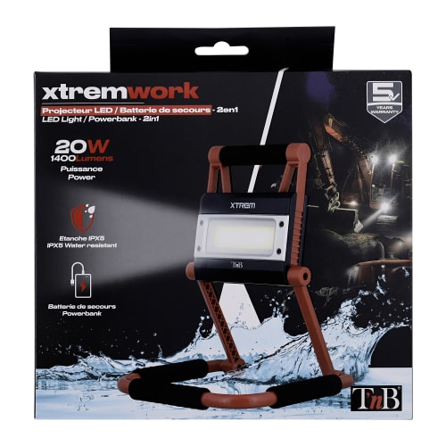 Lampe extérieure 1400 lumens fonction batterie externe XTREMWORK7