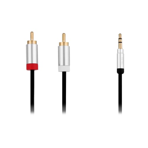 3.5mm male jack / 2 RCA male cable 3m gold connector