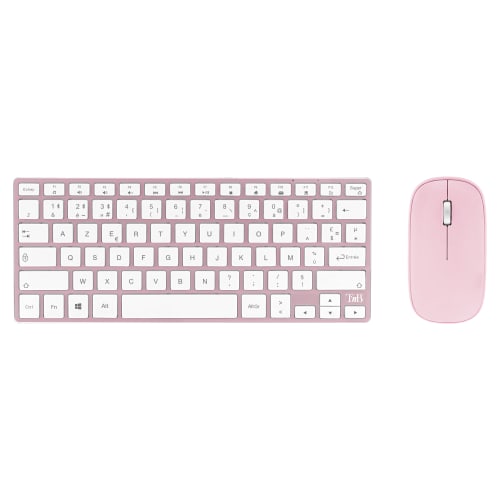 Teclado y raton Bluetooth iClick color rosa