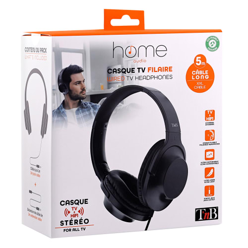 Wired TV headset 3.5mm jack 2m