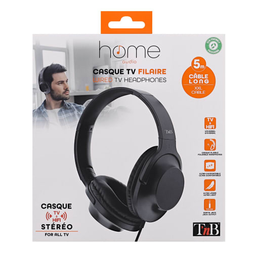 Headphones with long cable for tv outlet