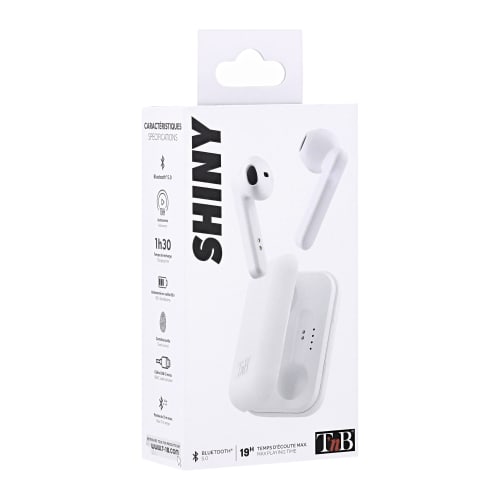 White bluetooth earphones top