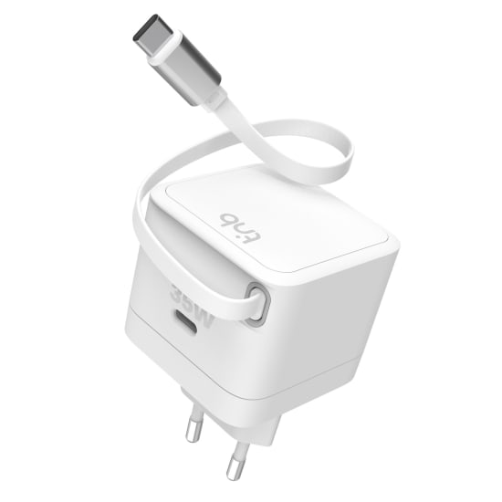 35W USB-C Wall Charger with Tug'n Block Retractable Cable