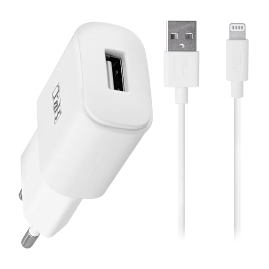 Mains charging pack 1 USB 12W + Lightning cable