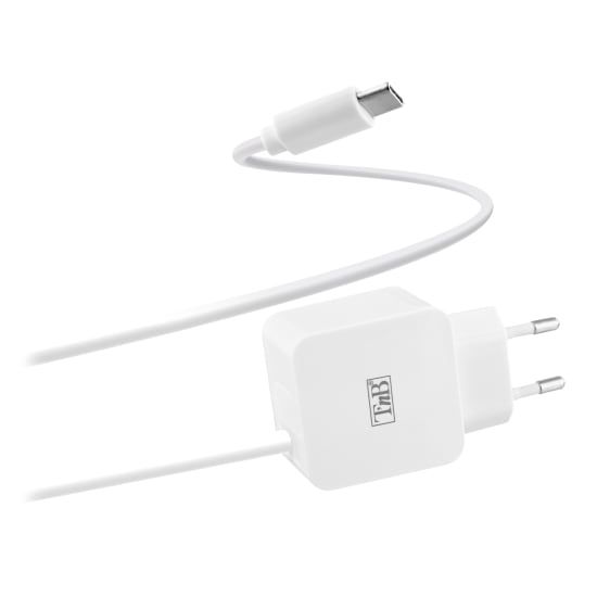 Mains charger with integrated USB-C 12W cable