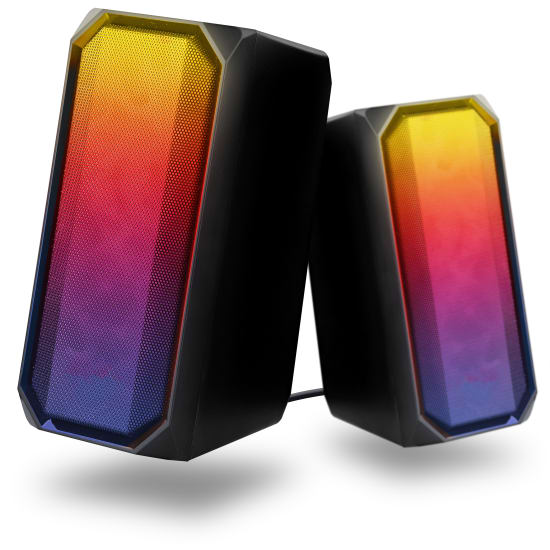 RGB backlit wired and Bluetooth speakers - 2x3 watts RMS