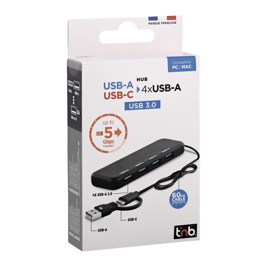 4-port USB-A 3.0 HUB - 60 cm cable - 2