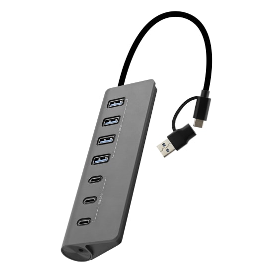 Aluminum 7in1 USB-A & USB-C 3.0 Hub to 4x USB-A + 3xUSB-C