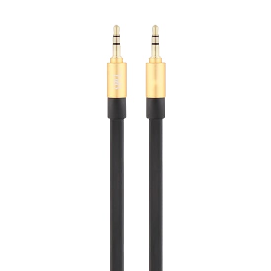 Flat cable 3.5mm jack male / 3.5mm jack male gold finish 1.1m black