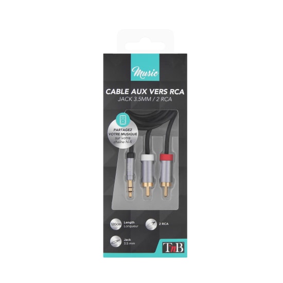 Câble jack 3,5mm mâle / 2 RCA mâle 1,2m - 2