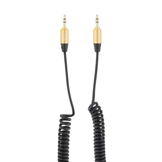 Twist cable jack 3.5mm male / jack 3.5mm male gold finish 1.8m black