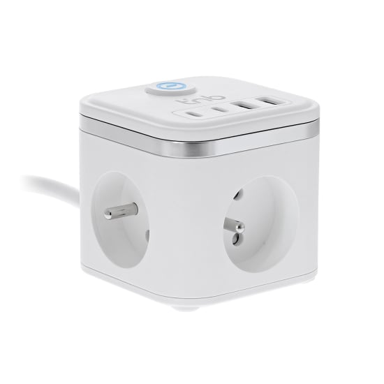Multiprise secteur avec 3 prises + 4 ports USB (2 USB-A + 2 USB-C) – Bouton ON/OFF - 2