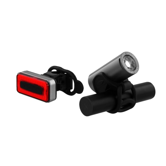 Rechargeable LED front and rear bicycle light pack