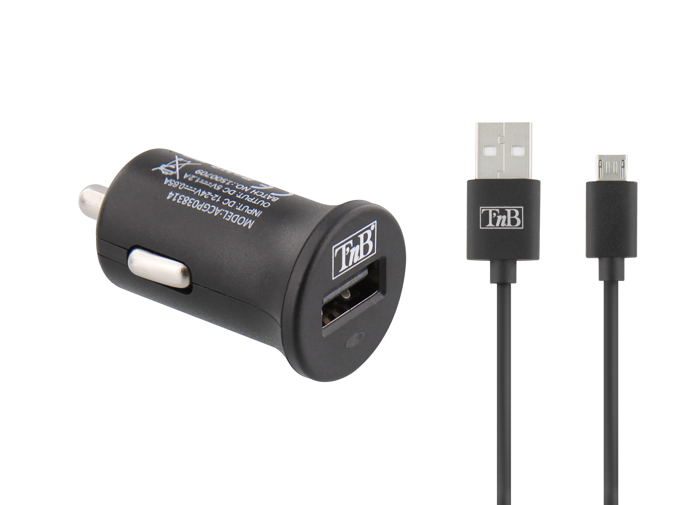 1XUSB-A 6W car charger + micro USB cable1