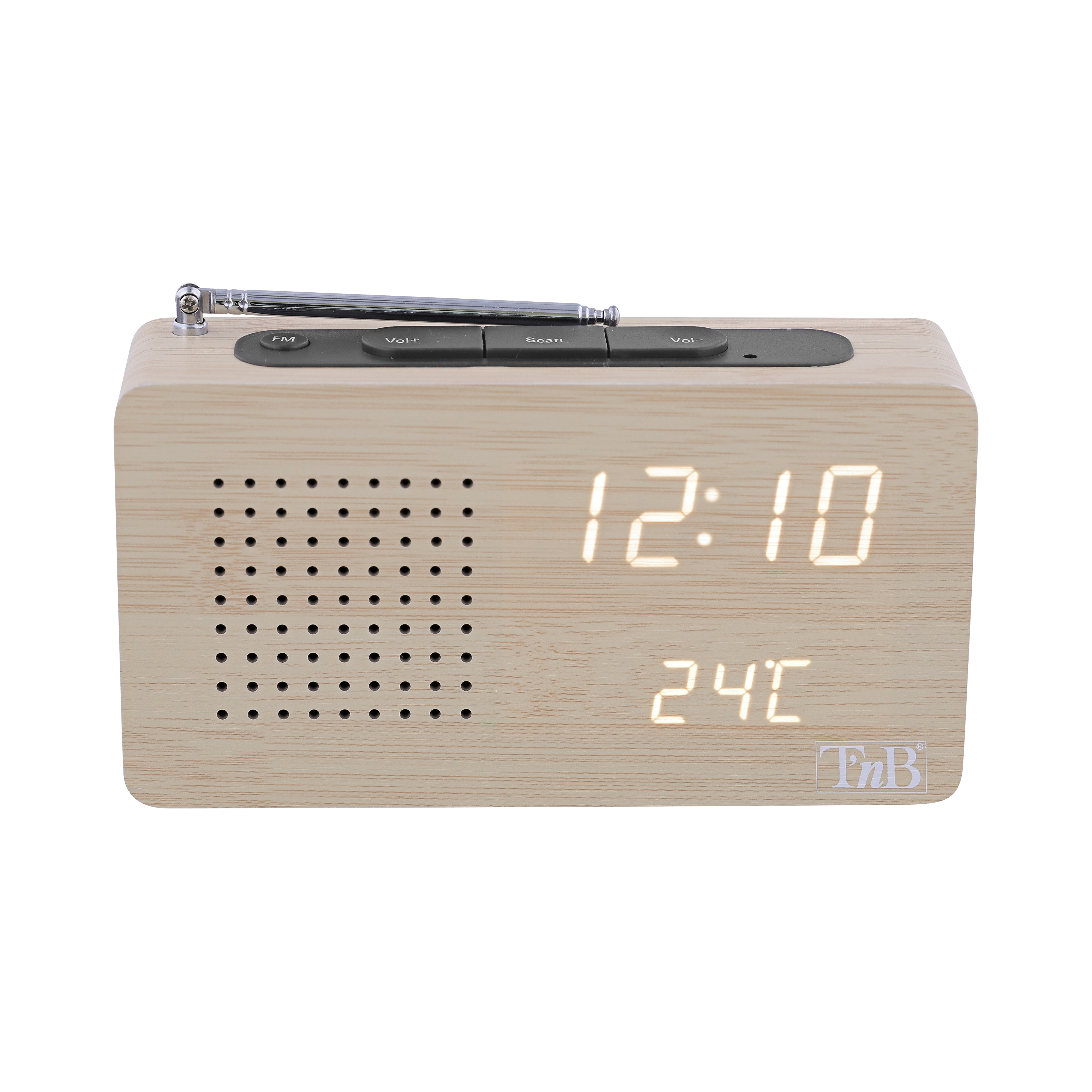 Radio réveil FM LED finition bois2