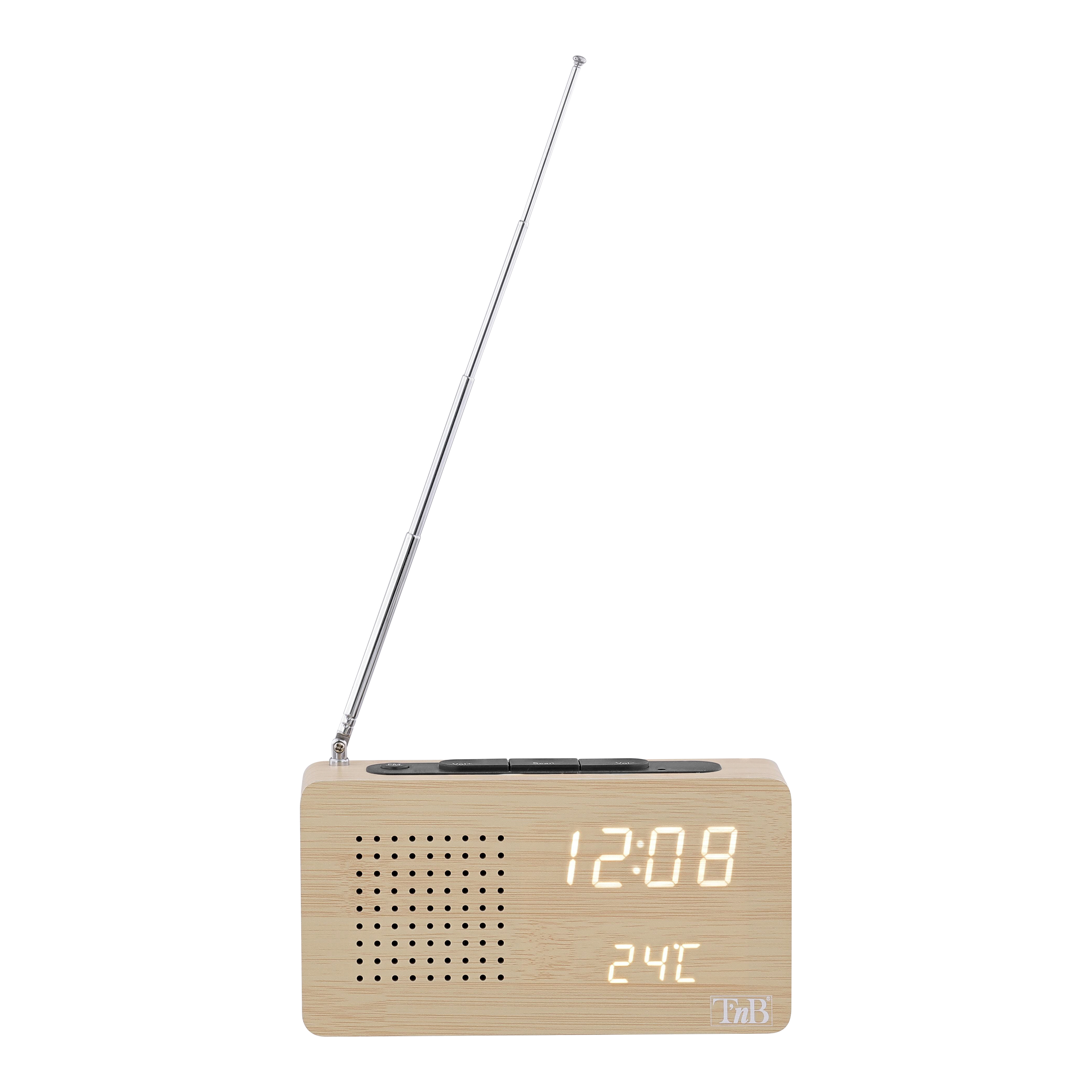 Radio réveil FM LED finition bois3