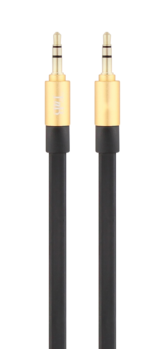 Flat cable 3.5mm jack male / 3.5mm jack male gold finish 1.1m black1