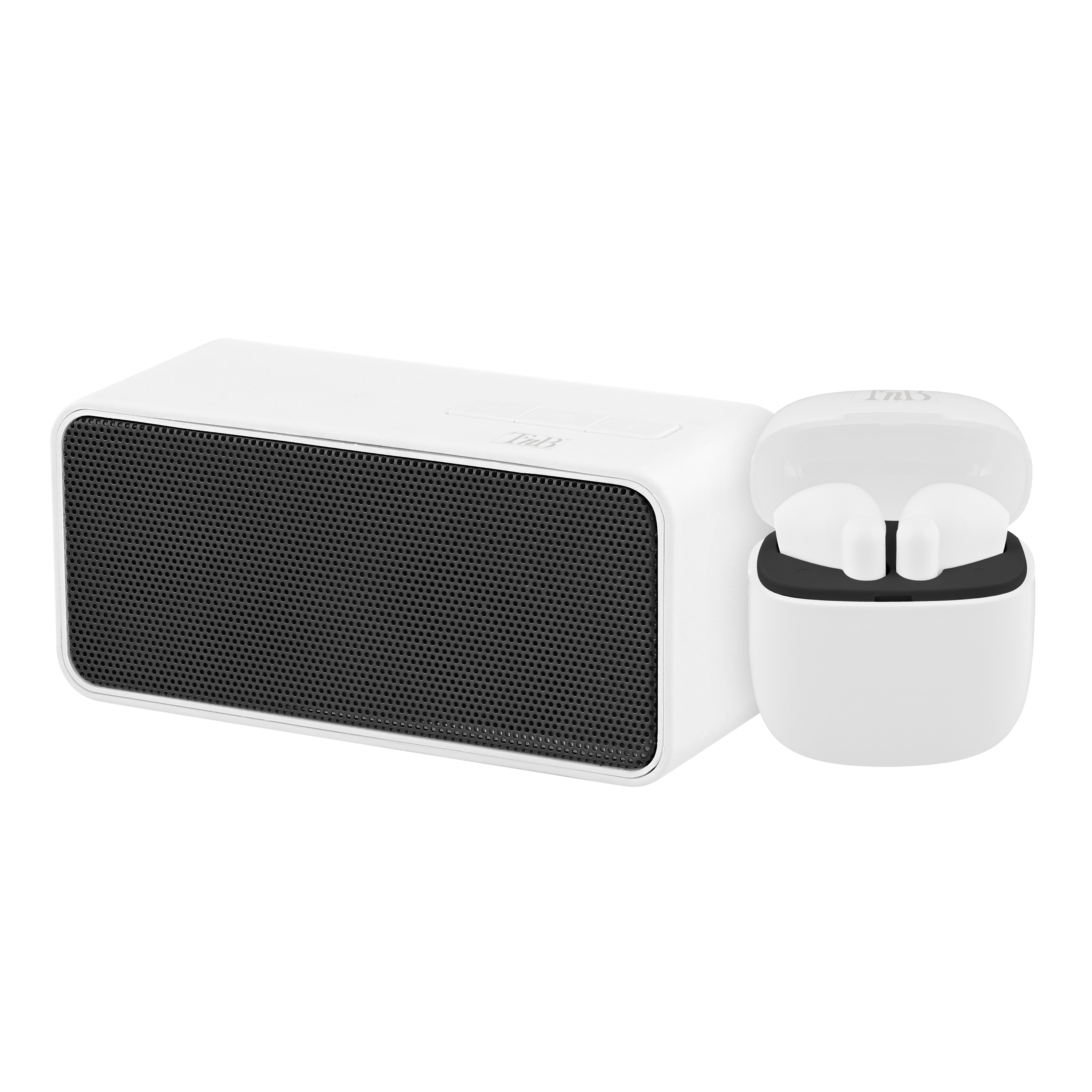 Combo écouteurs sans fil TWS & enceinte Bluetooth blanc & noir CONTRAST1