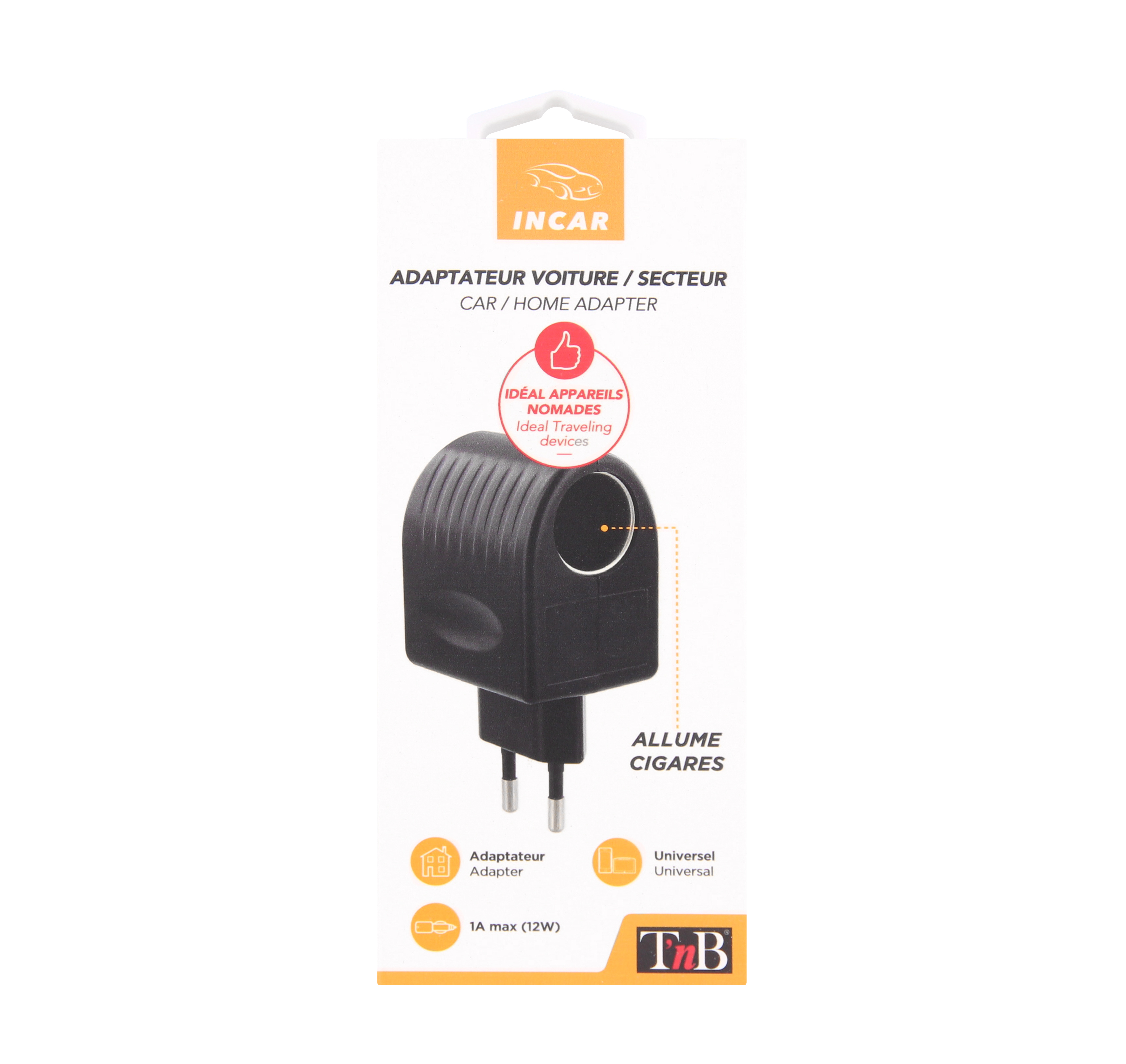 Adaptateur prise secteur vers allume-cigares 1 port 12W5