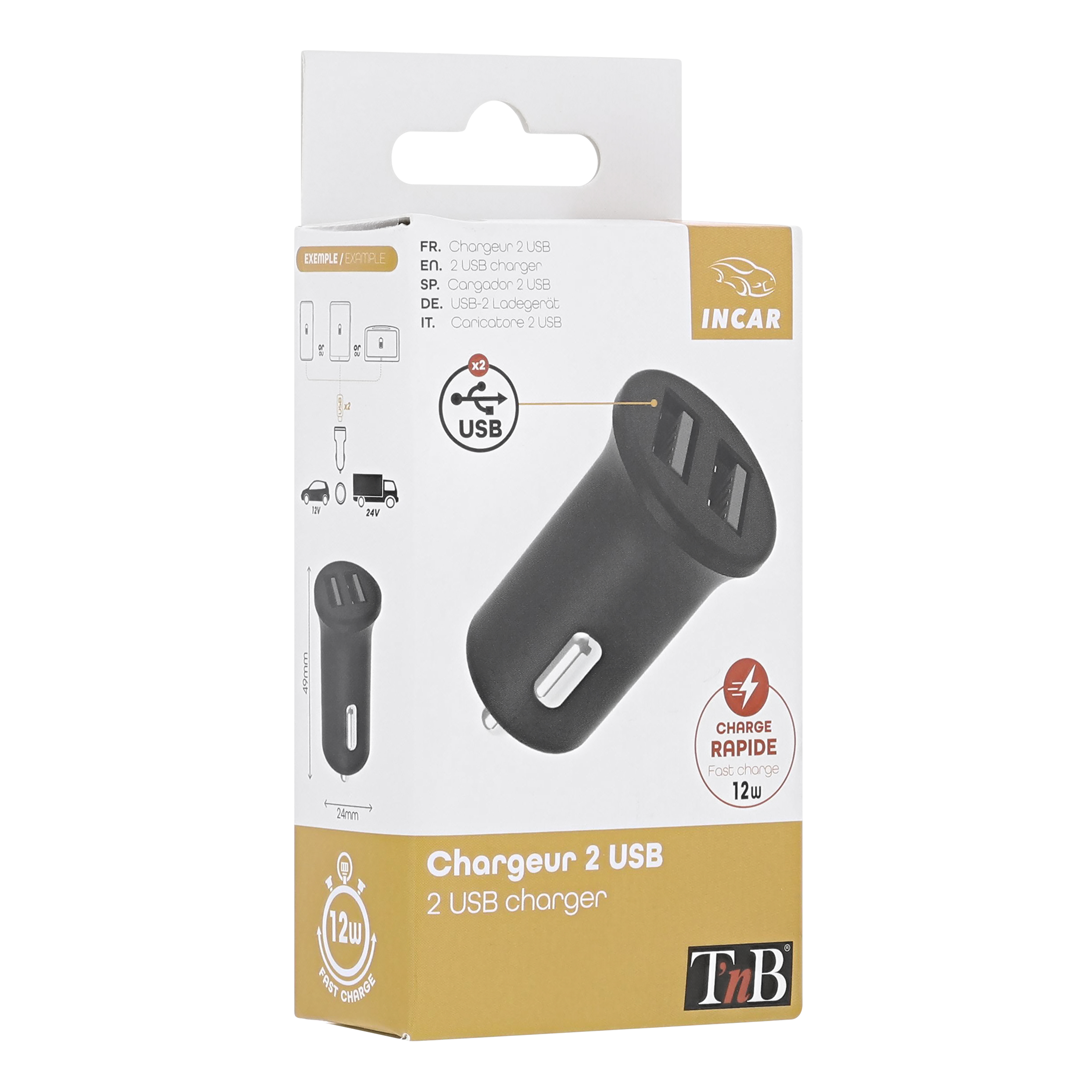 Chargeur allume-cigares 2XUSB-A 12W compact6