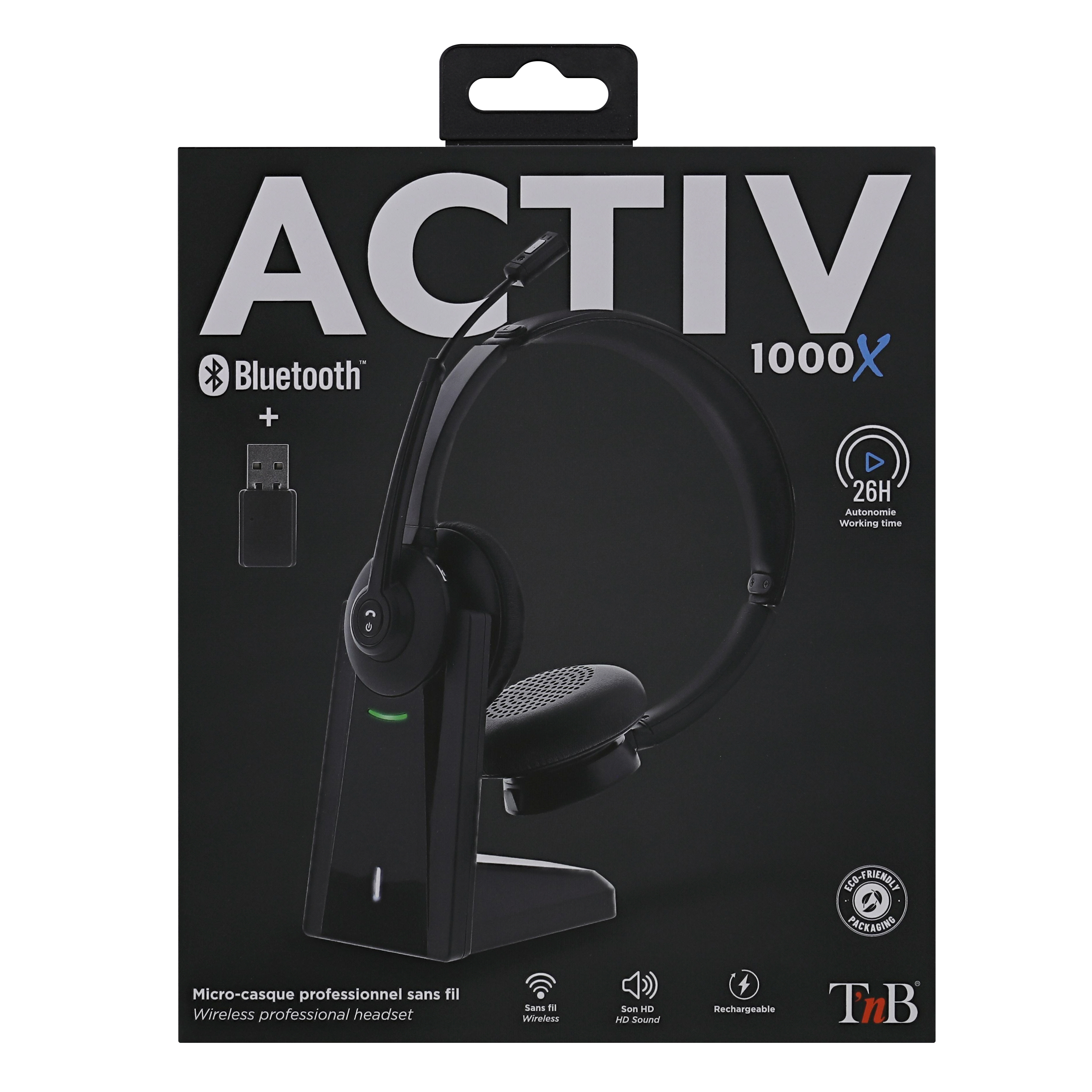 Micro casque Bluetooth® 2,4GHz avec base de recharge ACTIV 1000X4