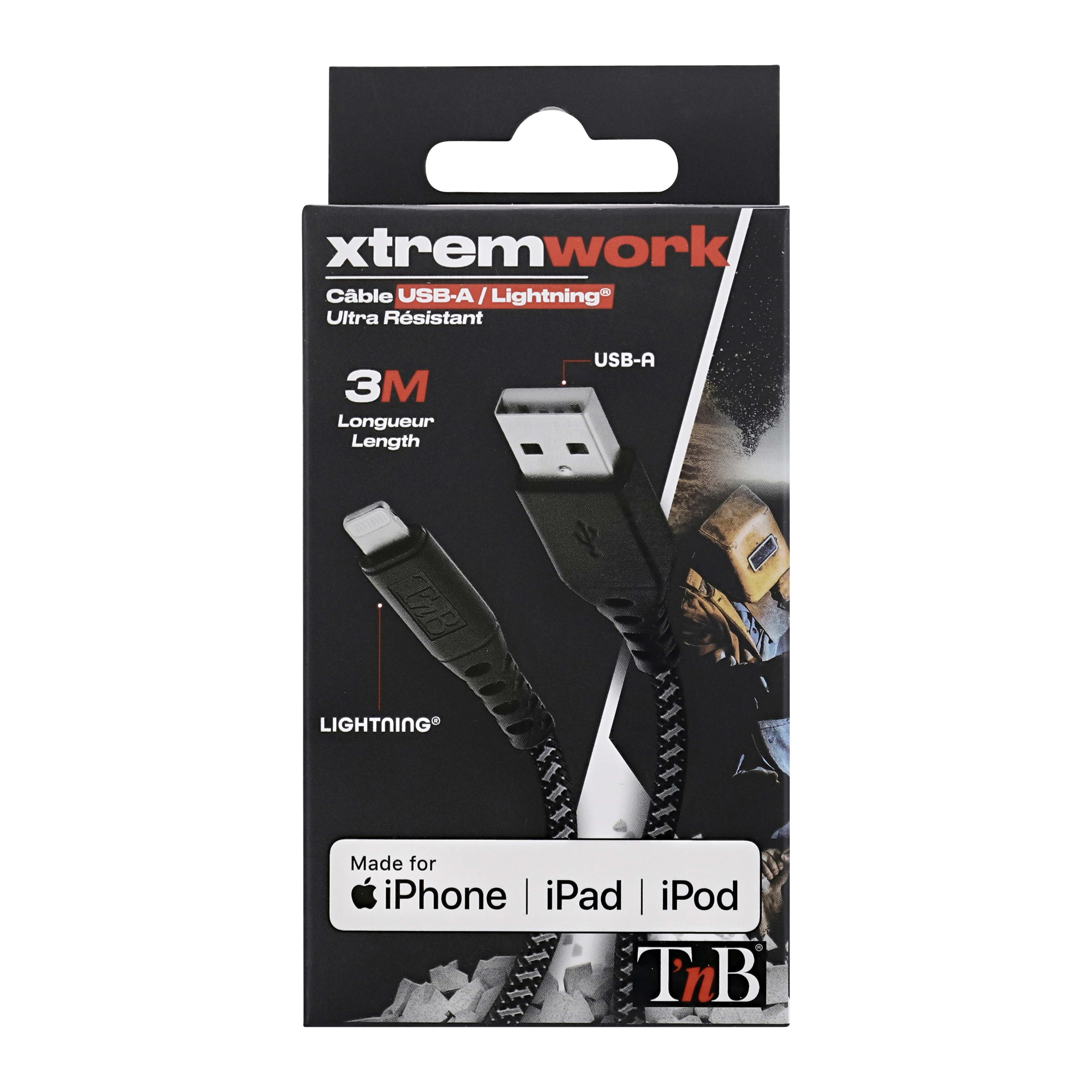 Câble Lightning renforcé 3m XTREMWORK3