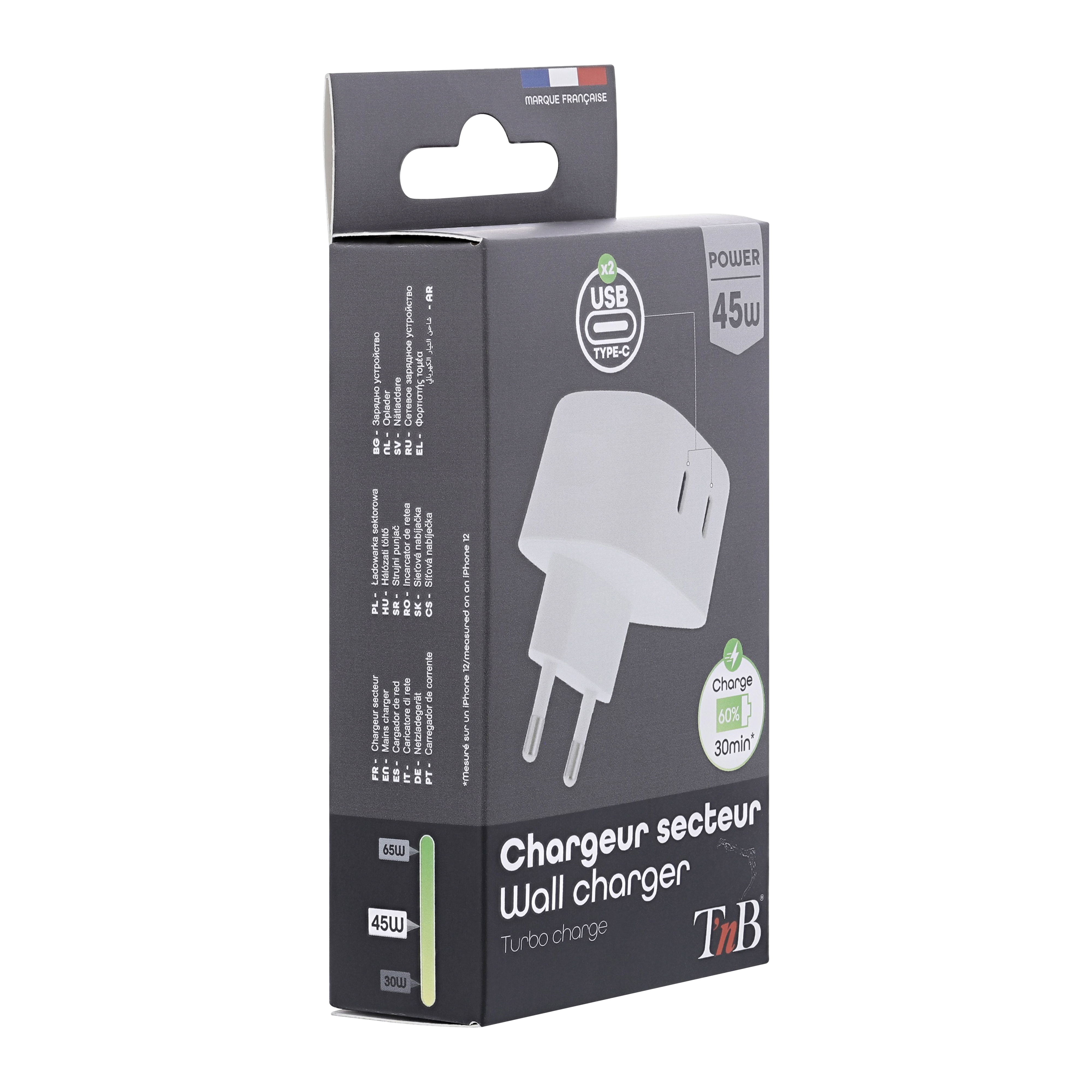 Chargeur secteur 2 USB-C Power Delivery 45W5