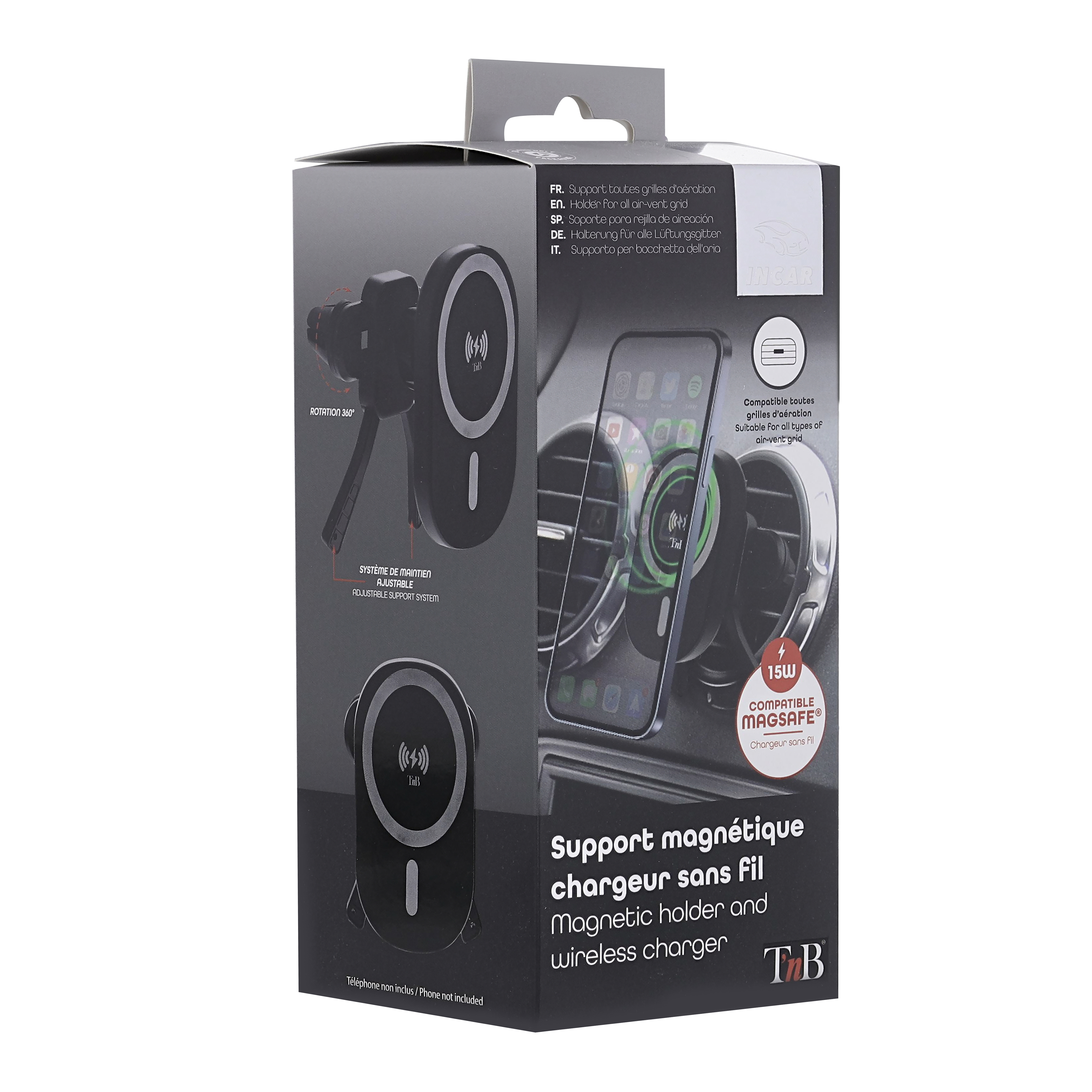 Magnetic holder with induction charging for air vent 15W7