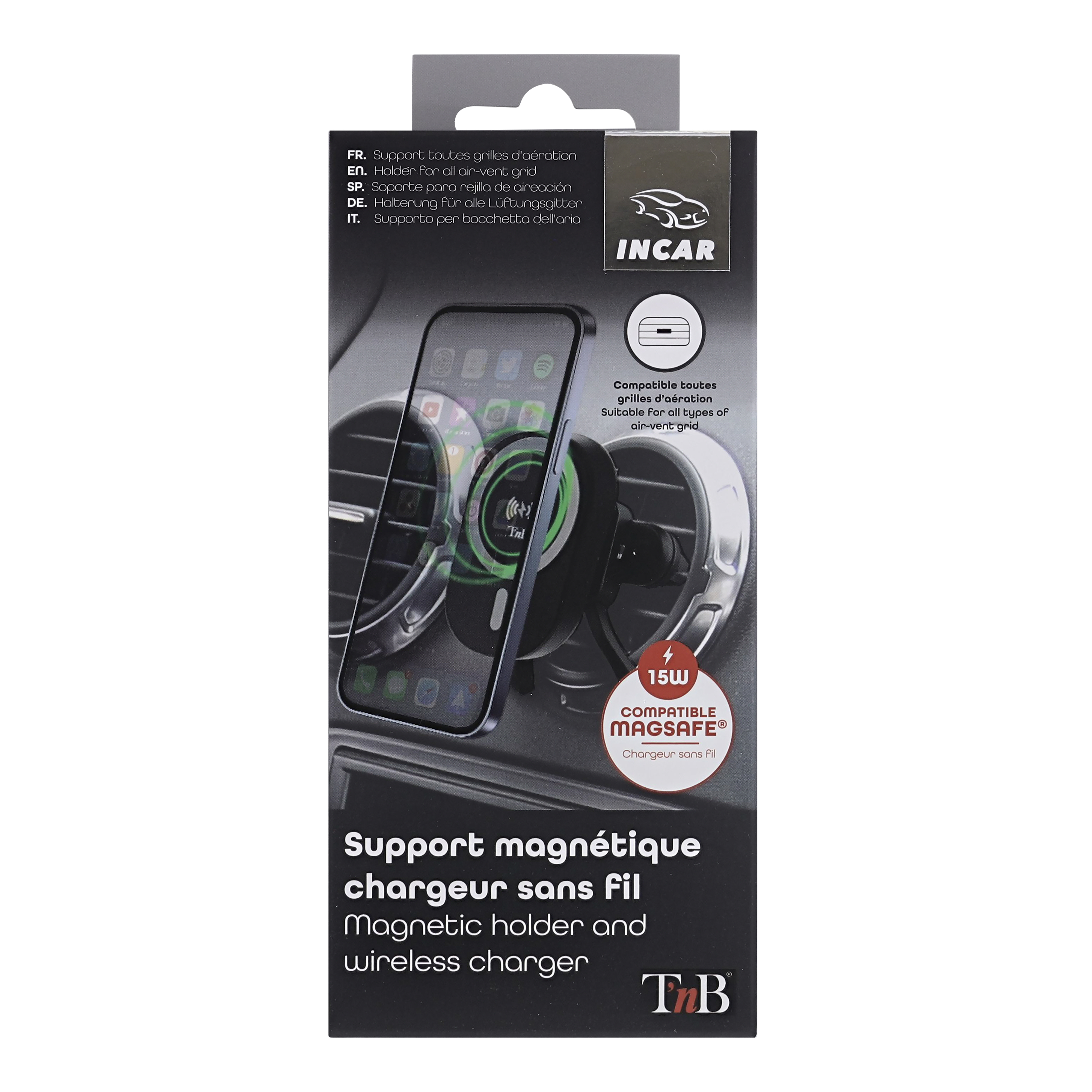 Magnetic holder with induction charging for air vent 15W8