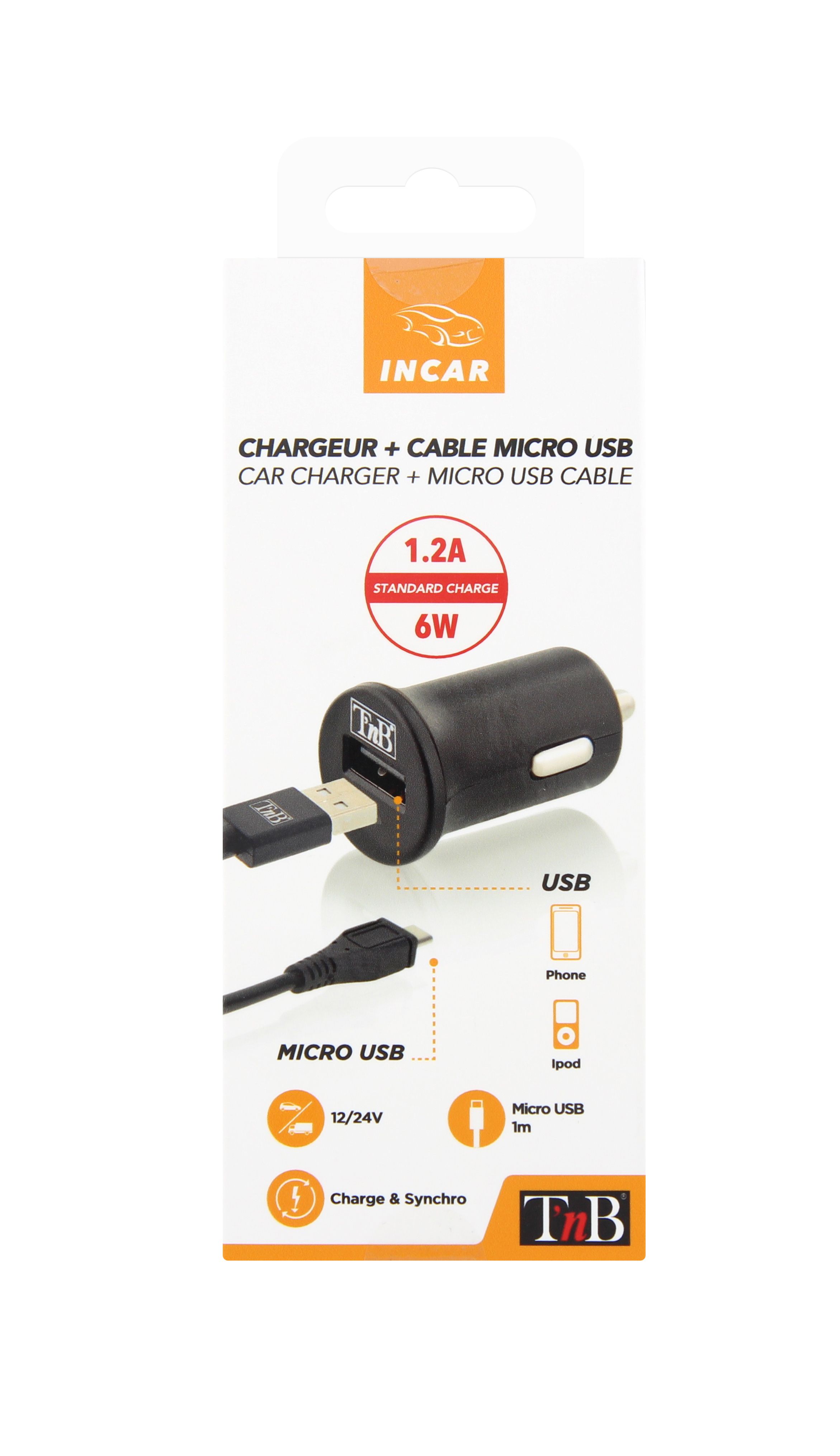 Chargeur allume-cigare 1XUSB-A 6W + câble micro USB7