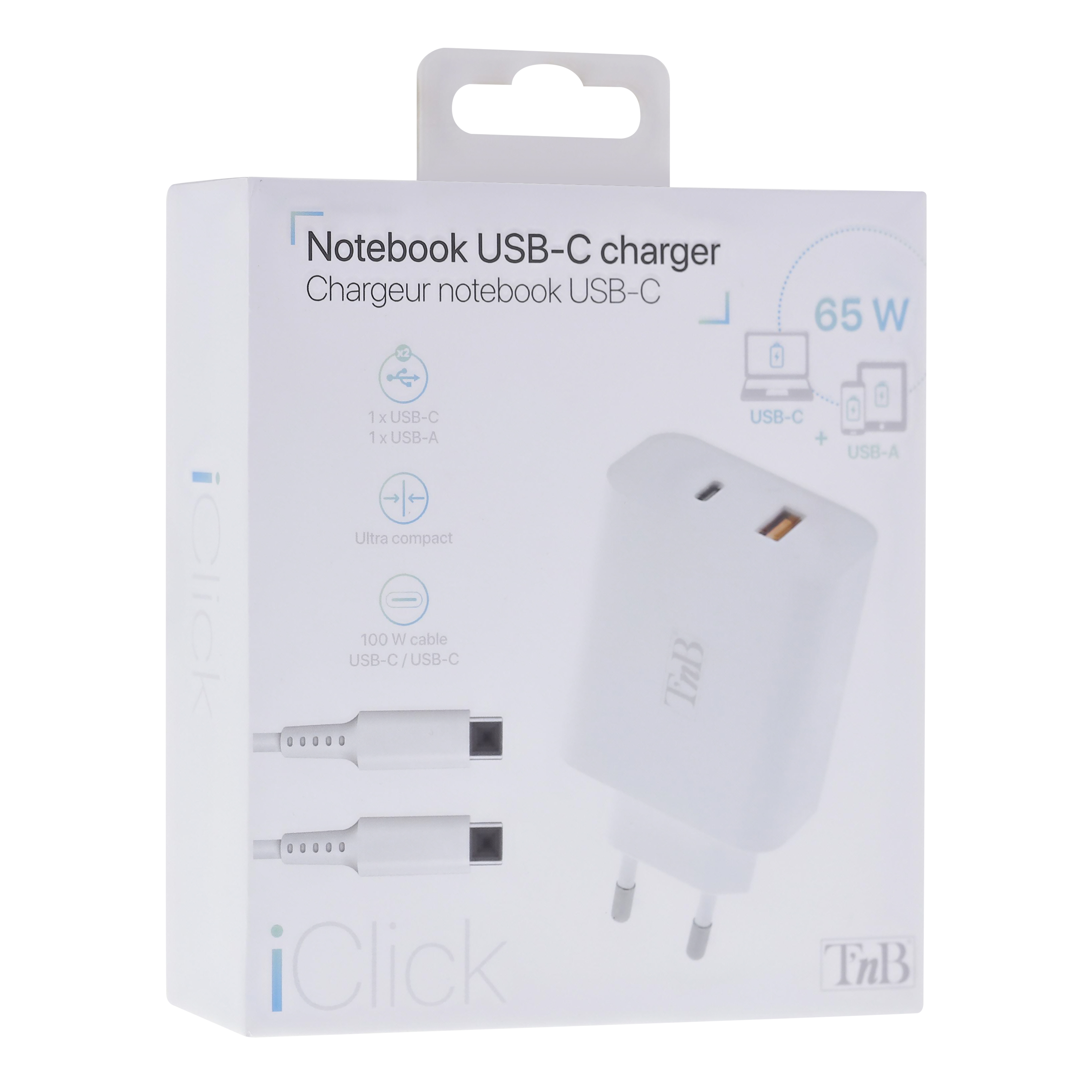 Chargeur compact 65W iClick - câble 2 mètres inclus5