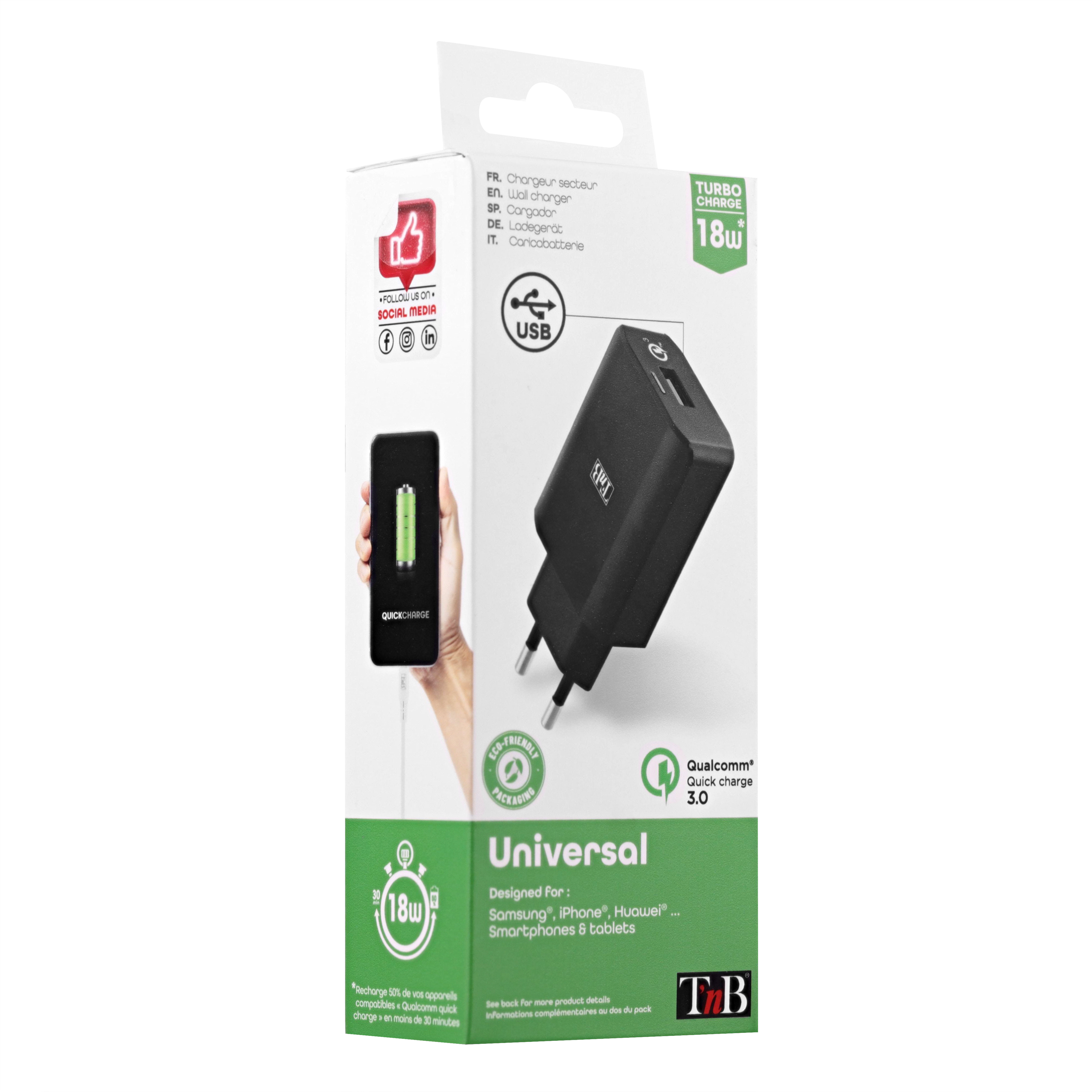 Chargeur secteur 1 USB Quick Charge 18W3