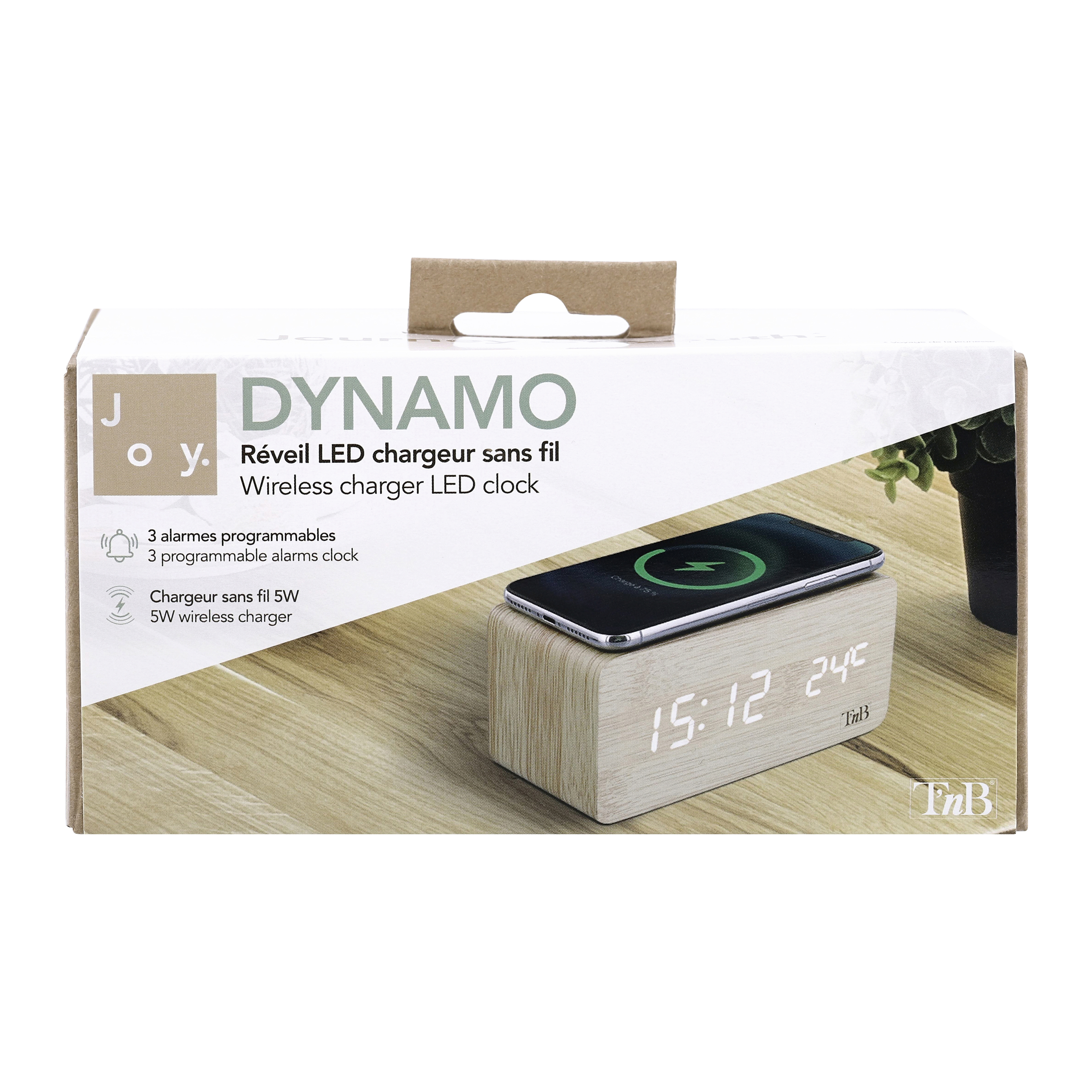 LED alarm clock with wood finish and induction charger4