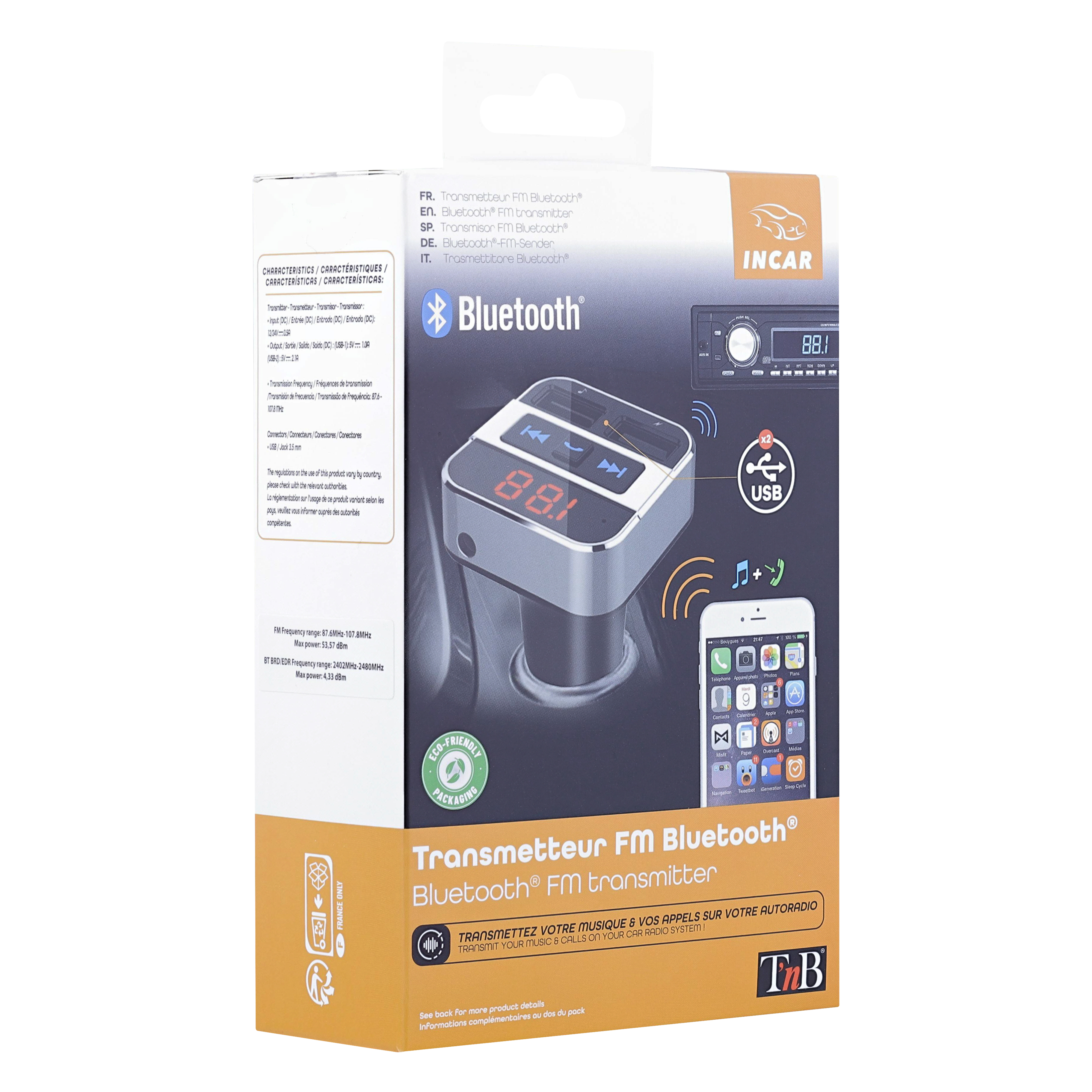 Transmetteur FM Bluetooth 3 en 16