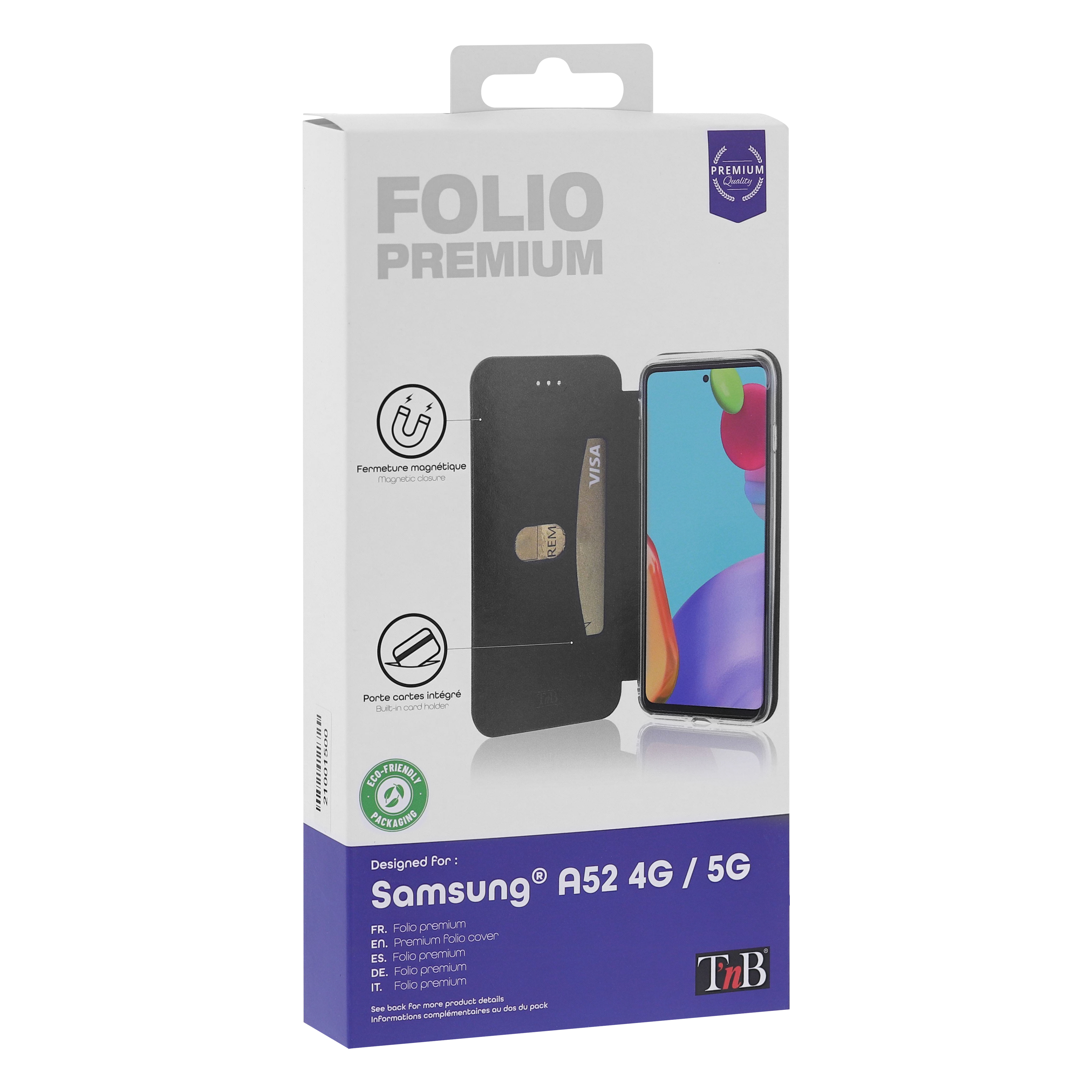 Étui folio premium pour Samsung Galaxy A52 4G et 5G2