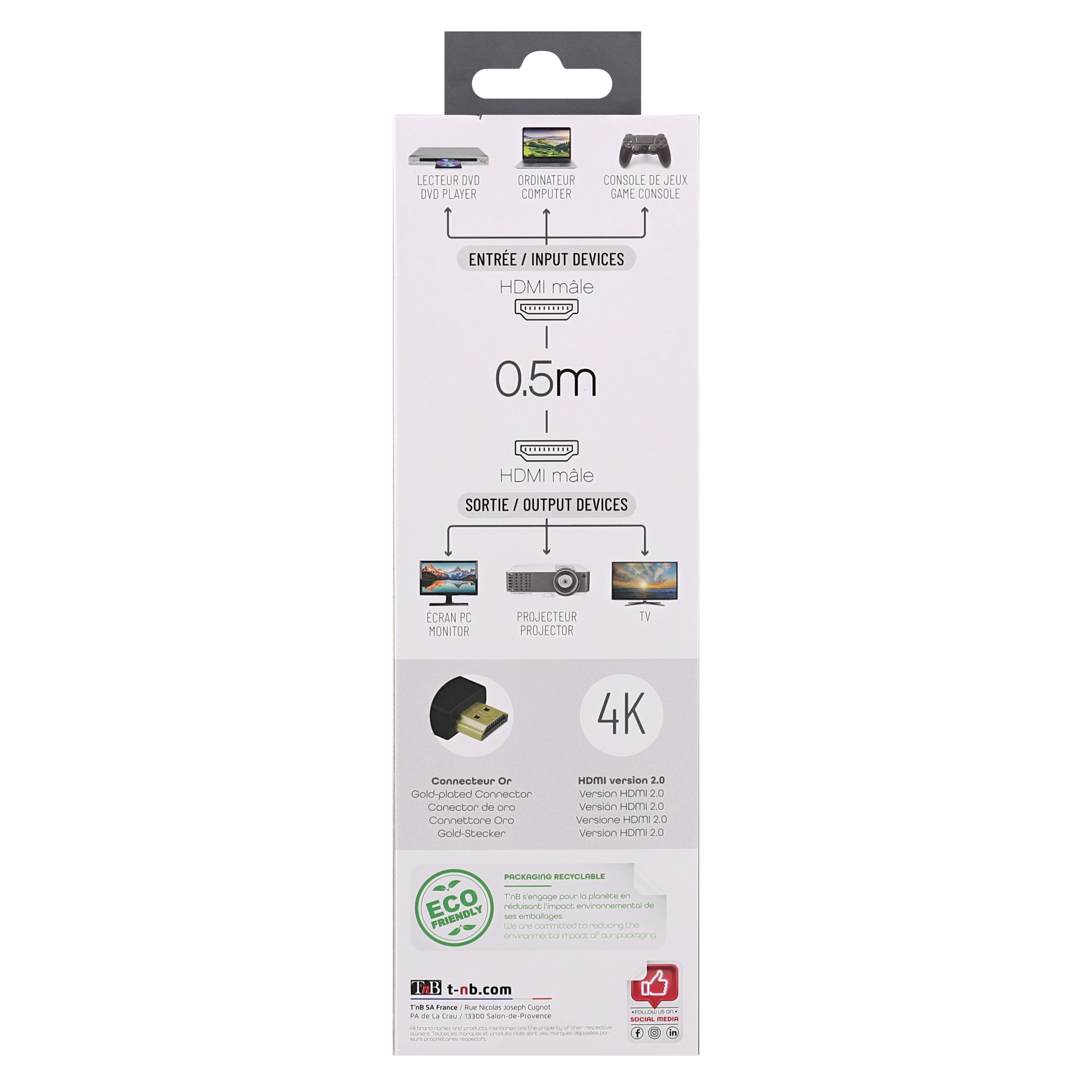 Câble HDMI mâle / HDMI mâle 0,5m6